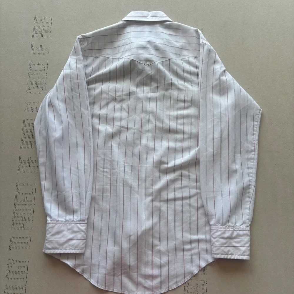 Vintage Wrangler Cowboy Cut Western Striped Pearl Snap Shirt - Picture 4 of 7